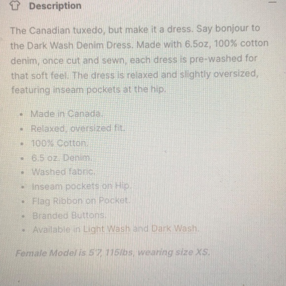 Dark Wash Denim Dress  NWTGS.  Size Small - Picture 4 of 11